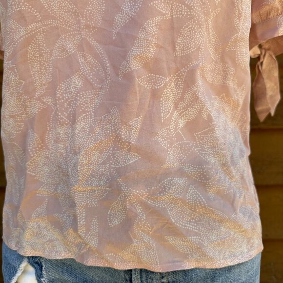 Madewell Light Pink Silk Coral V-Neck Floral Print Blouse Shirt Size S - Picture 5 of 9